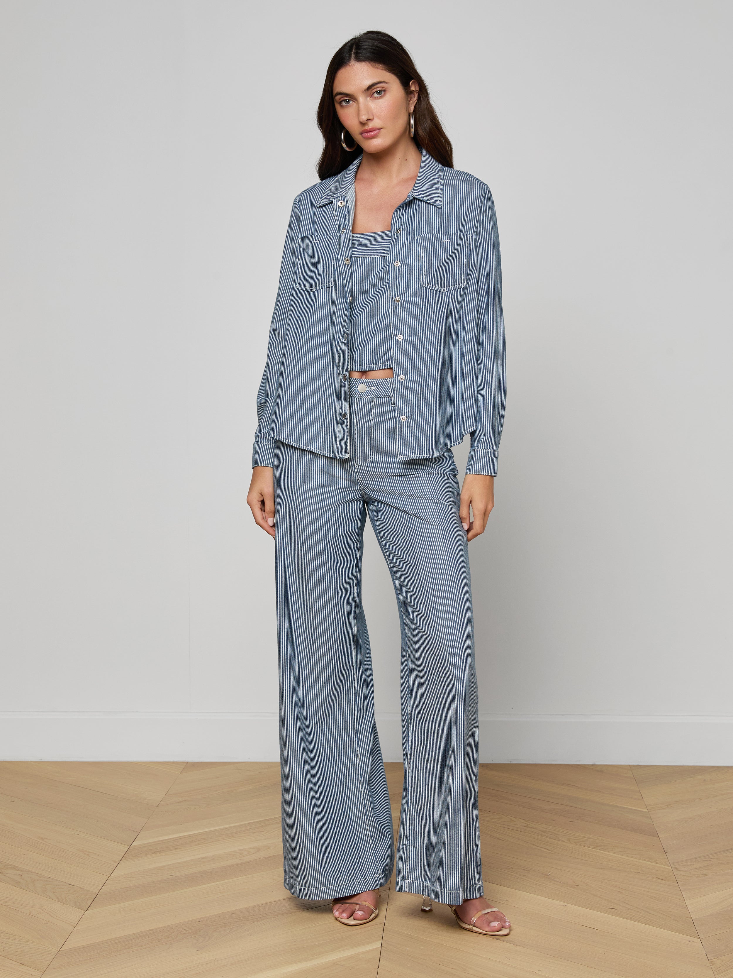 Isla Shirt In Azure Blue Stripe