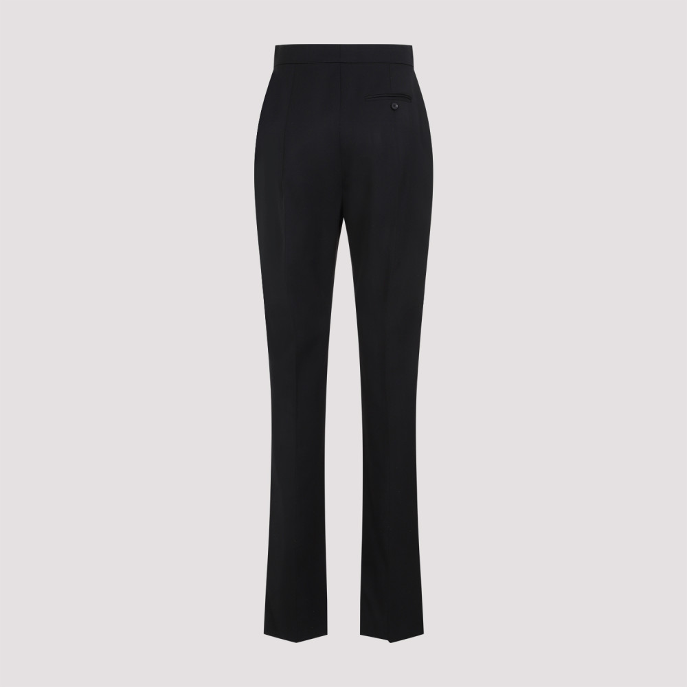 Black Wool High Waist Pants