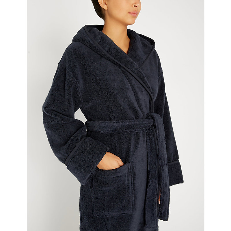 Womens Navy Hooded Hydrocotton Dressing Gown