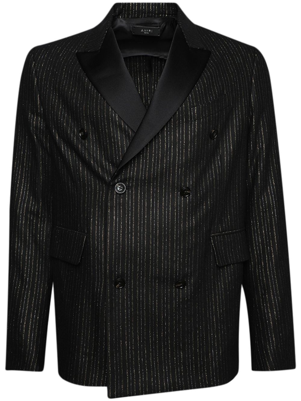Metallic-stripe double-breasted blazer - Black