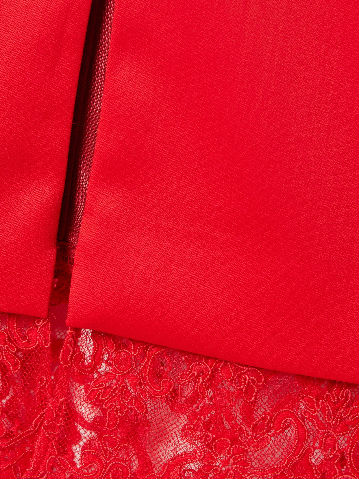 Lace-trimmed Wool Skirt - Red