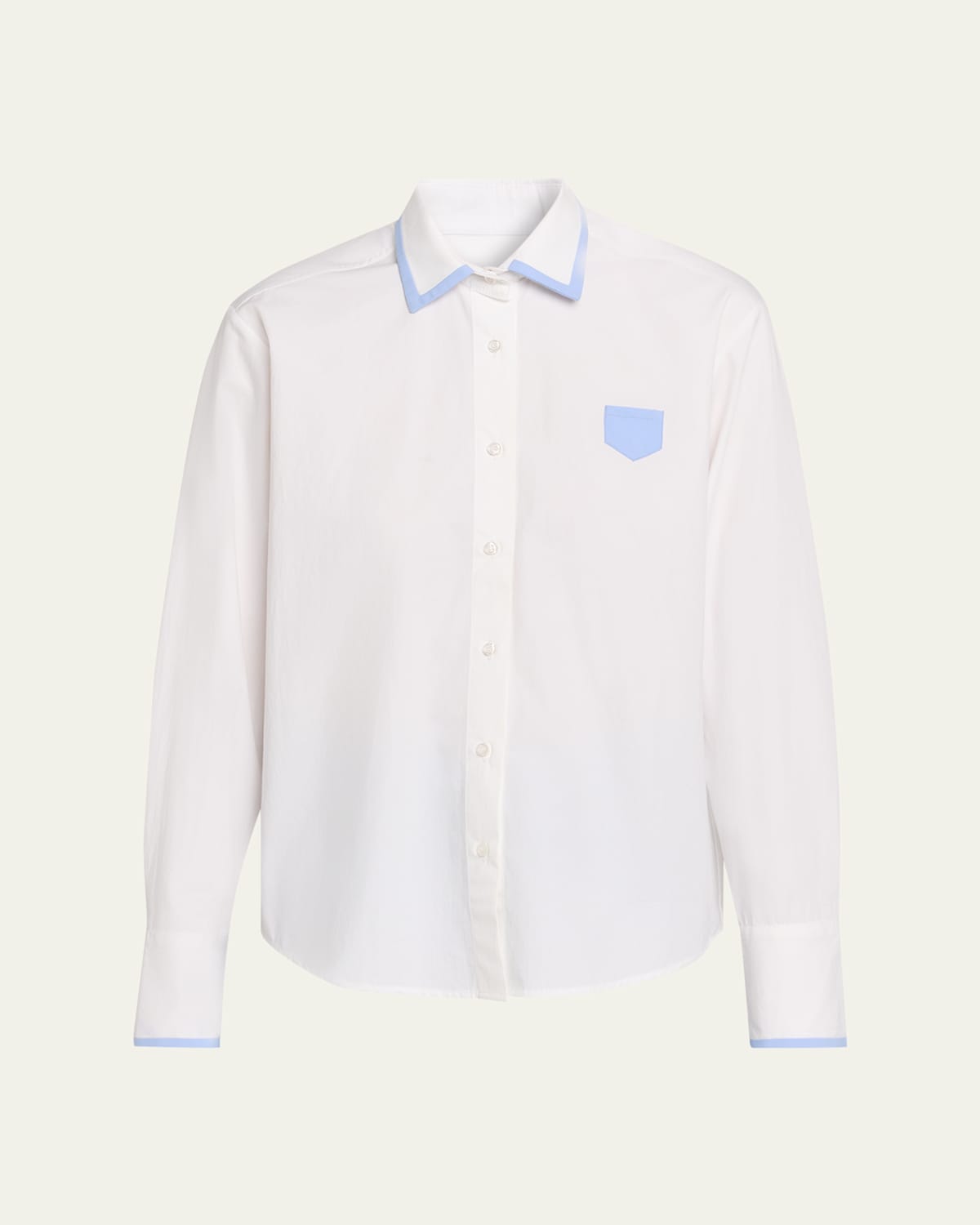 Mini Pocket Cotton Poplin Button-Down Shirt