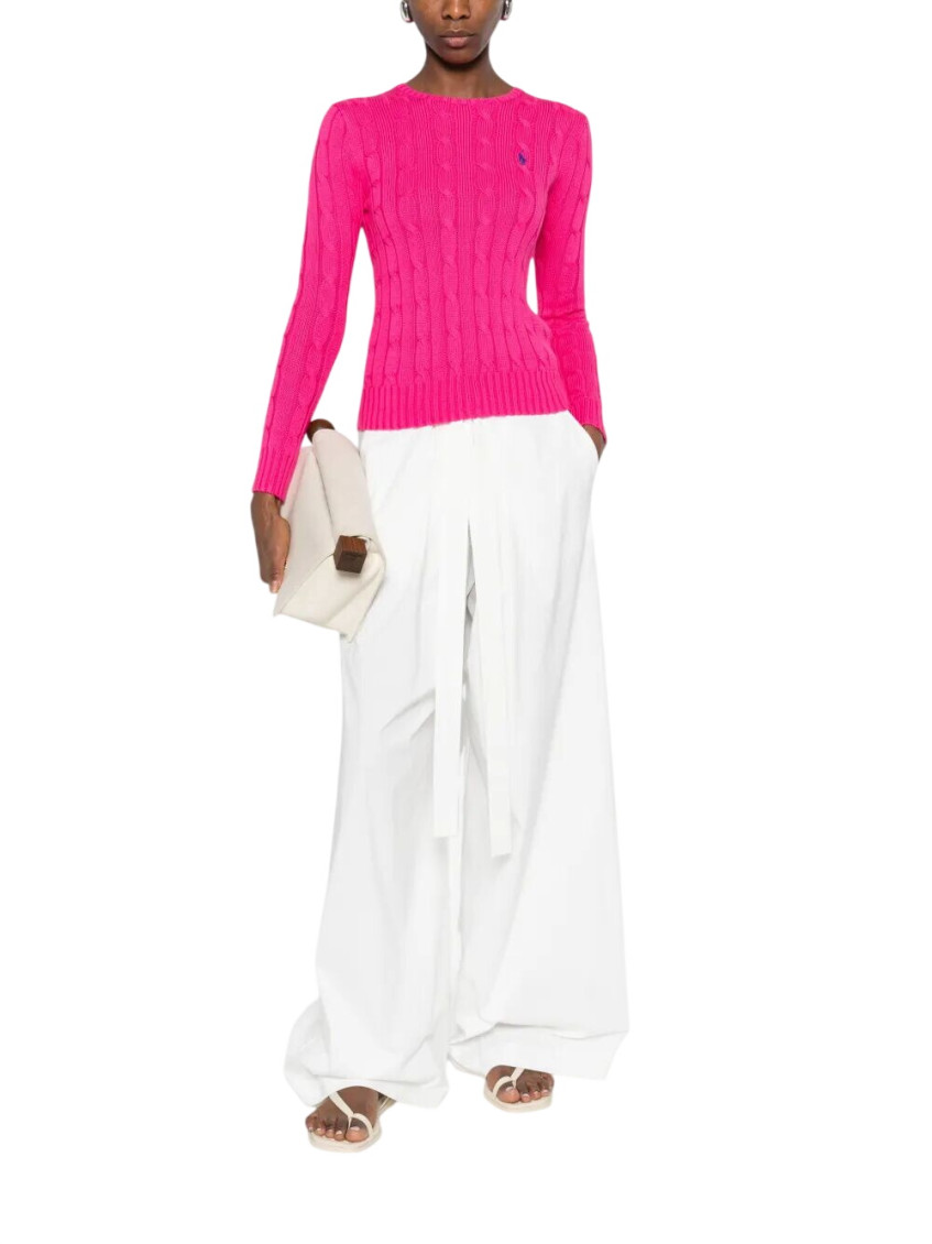 Pink Knitted Crew Neck Sweater