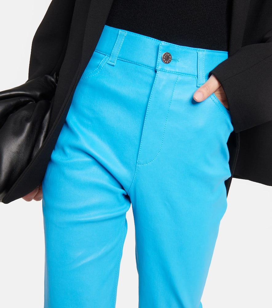 Terry high-rise straight leather pants