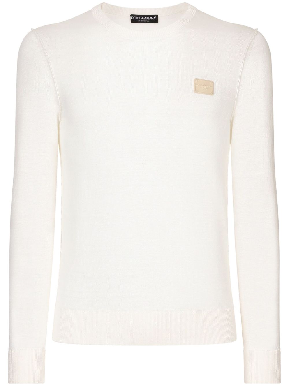 Logo-appliqué round-neck jumper - White