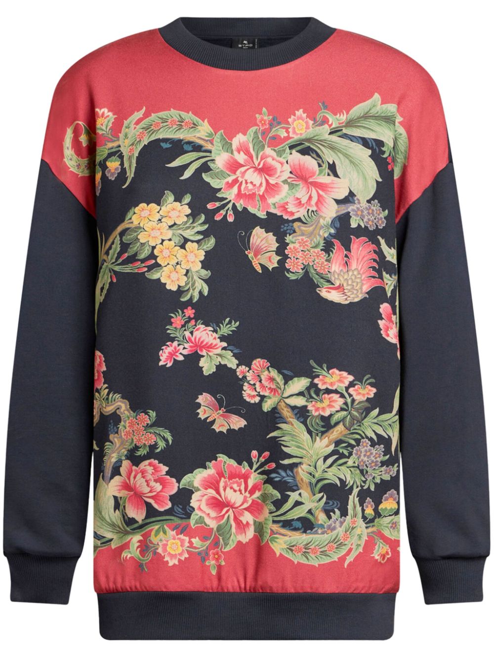 Floral-print drop-shoulder sweatshirt - Black