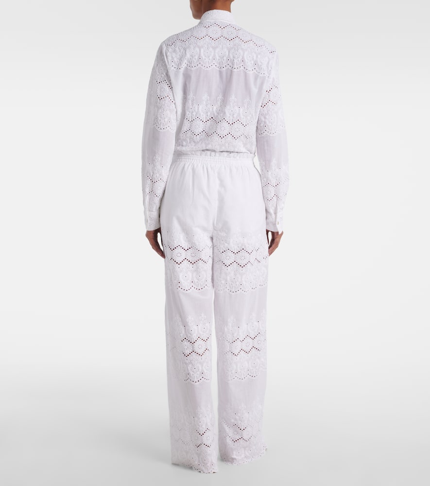 Immy broderie anglaise cotton wide-leg pants
