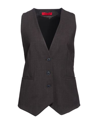 Woman Tailored Vest Charcoal Size 10 Polyester, Virgin Wool, Elastane