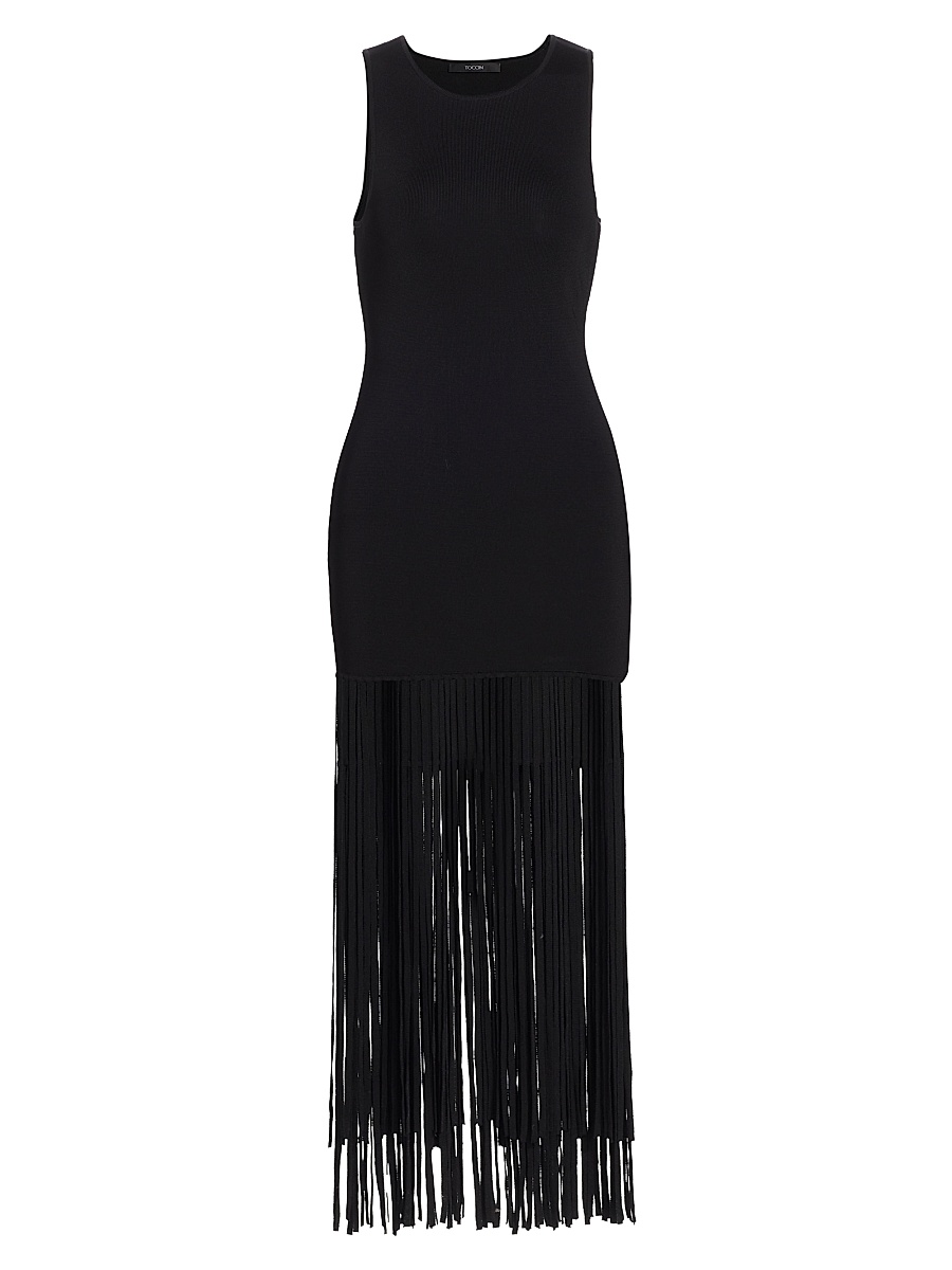 Women's Margaux Fringe Midi-Dress - Jet
