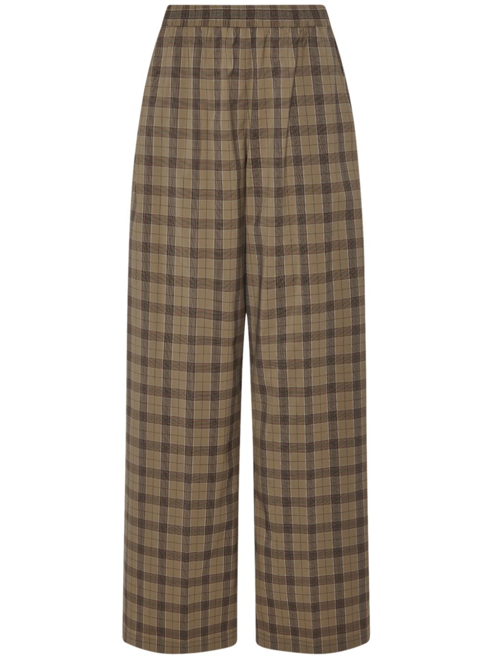 Plaid-pattern wide-leg trousers - Neutrals