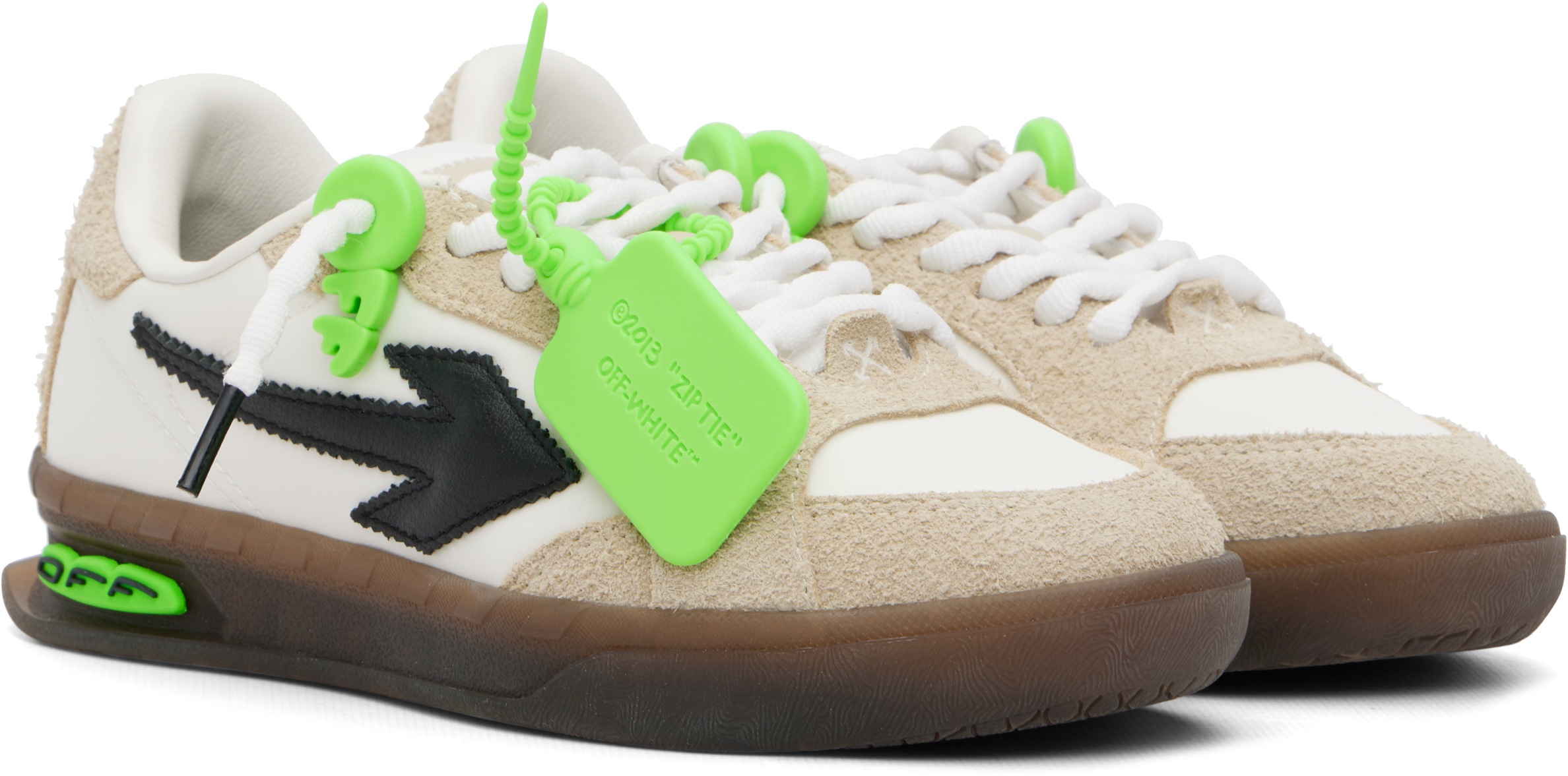 White & Beige New Slim Sneakers