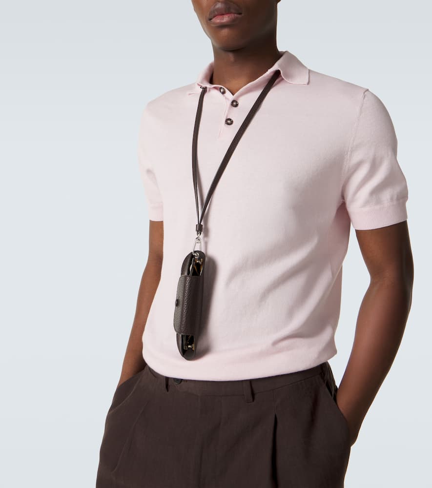 Cotton, silk, and cashmere polo shirt