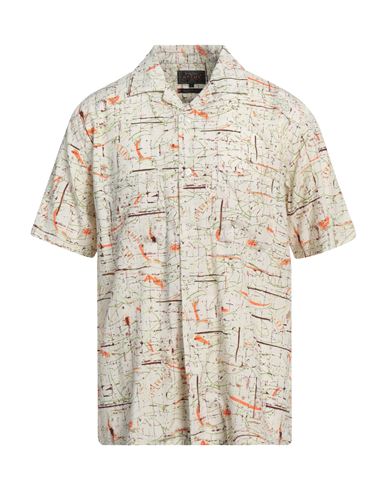 Man Shirt White Size L Rayon, Cotton