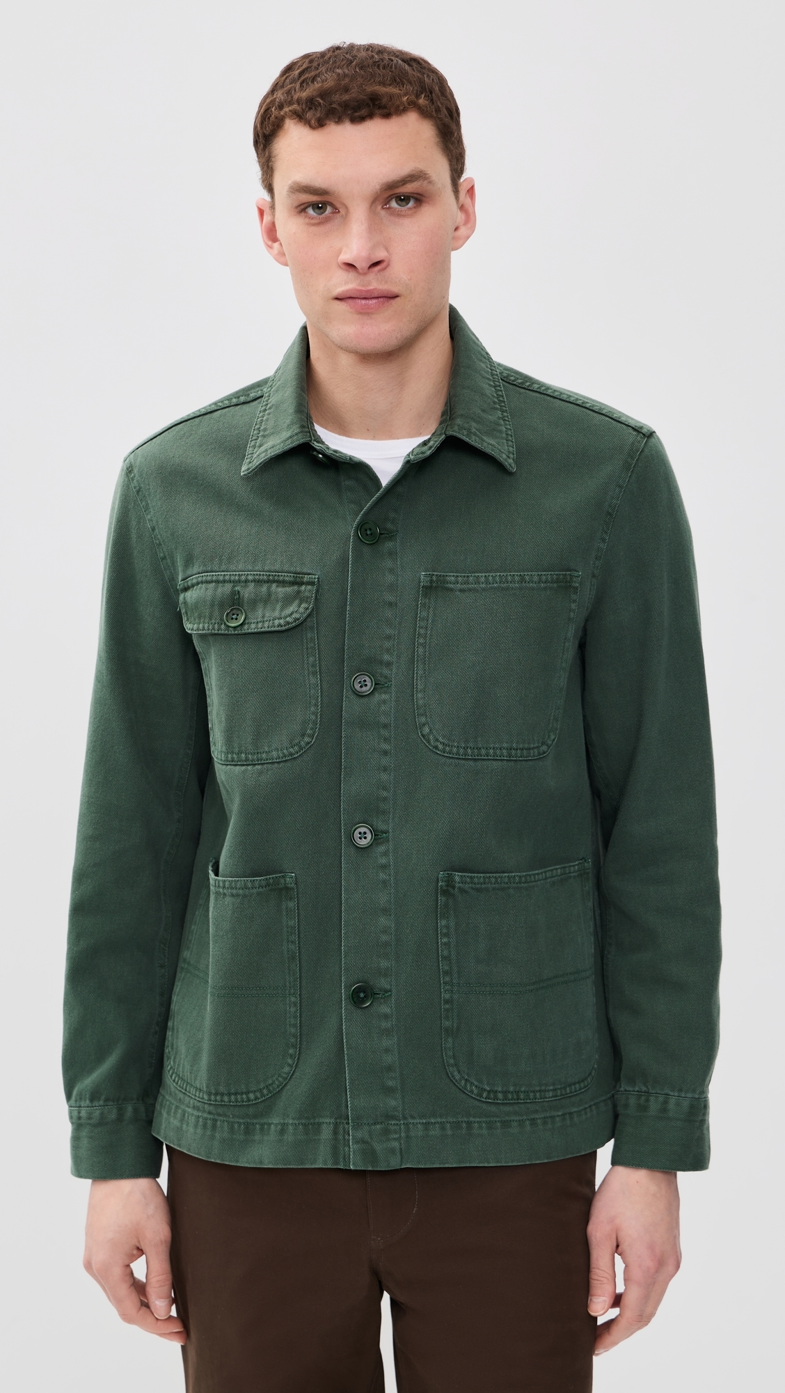 Garment Dyed Work Jacket in Recycled Denim Faded Cypress