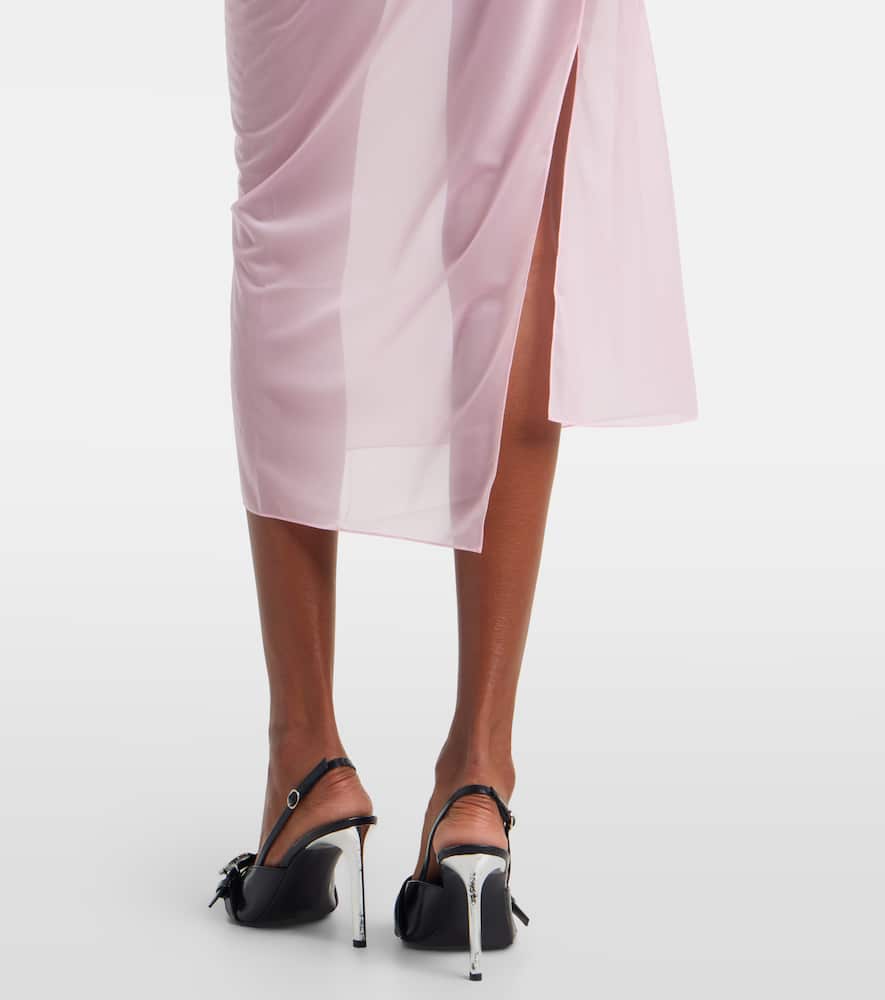 Courrèges Draped sheer jersey crêpe midi dress