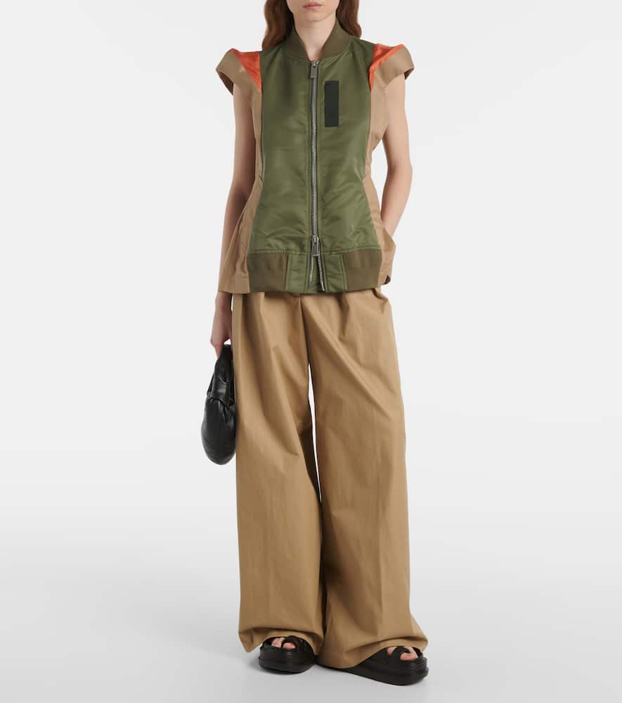 Paneled twill and gabardine vest