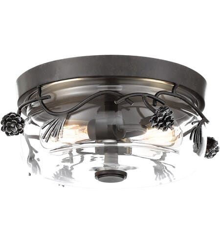 Ponderosa Ridge 3-Light Ceiling Light in Weathered Spruce with Silver Highlight