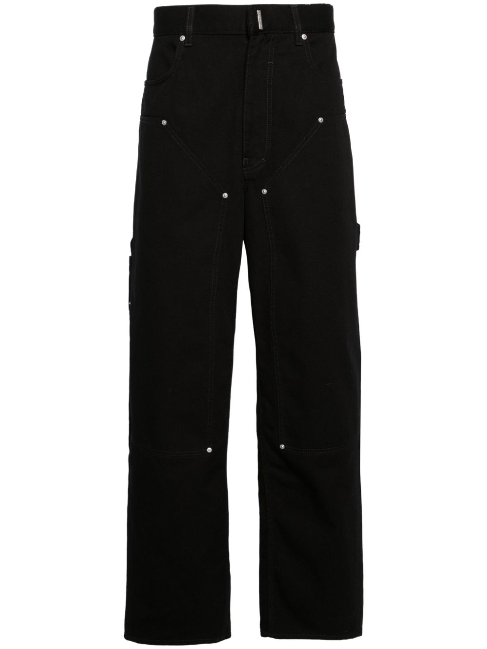 Wide-leg logo-plaque carpenter jeans - Black