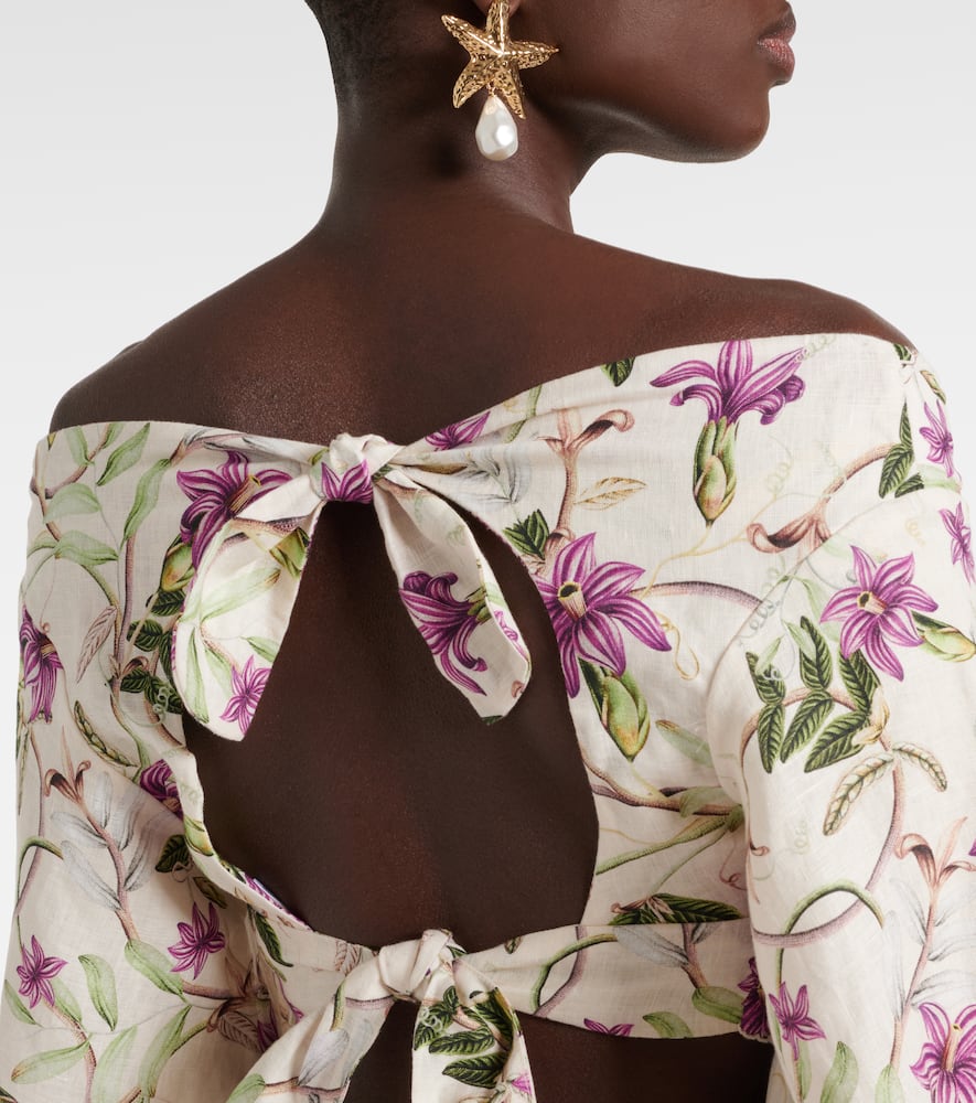 Duria floral linen crop top