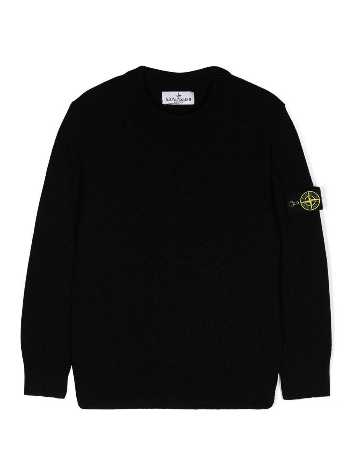 Compass-badge crew-neck jumper - Black