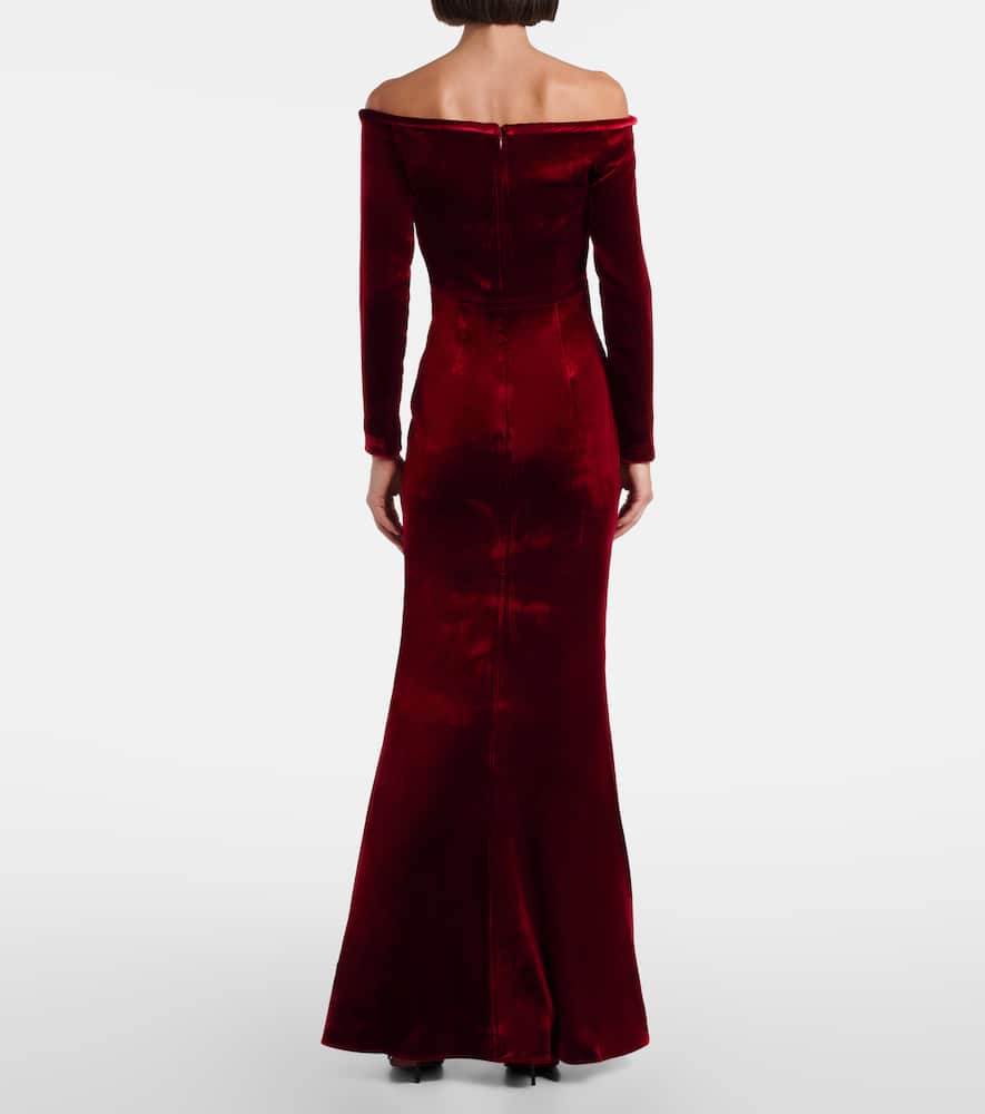 Off-shoulder velvet gown
