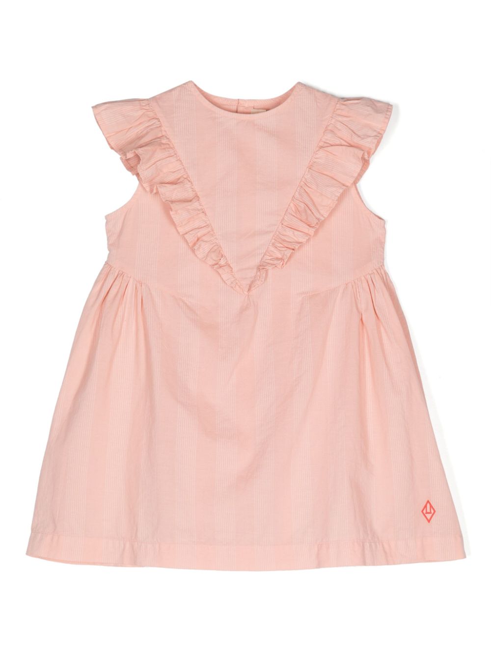 Ruffle-trim striped cotton dress - Pink