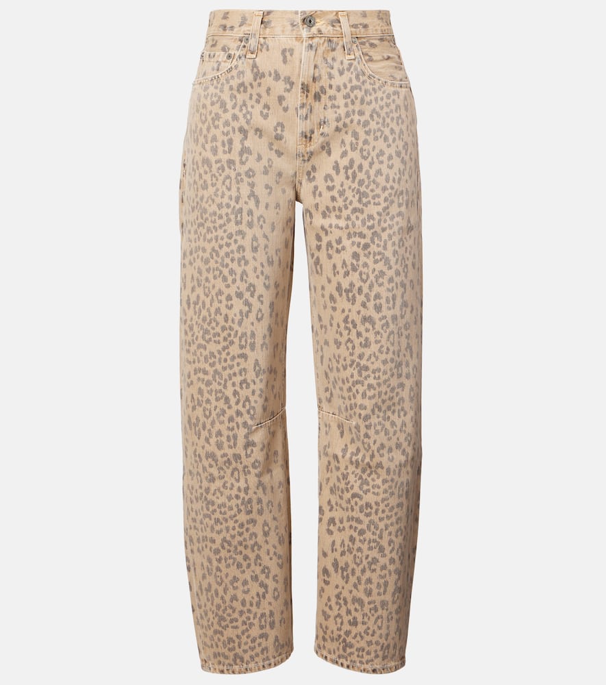 Miro leopard-print barrel-leg jeans