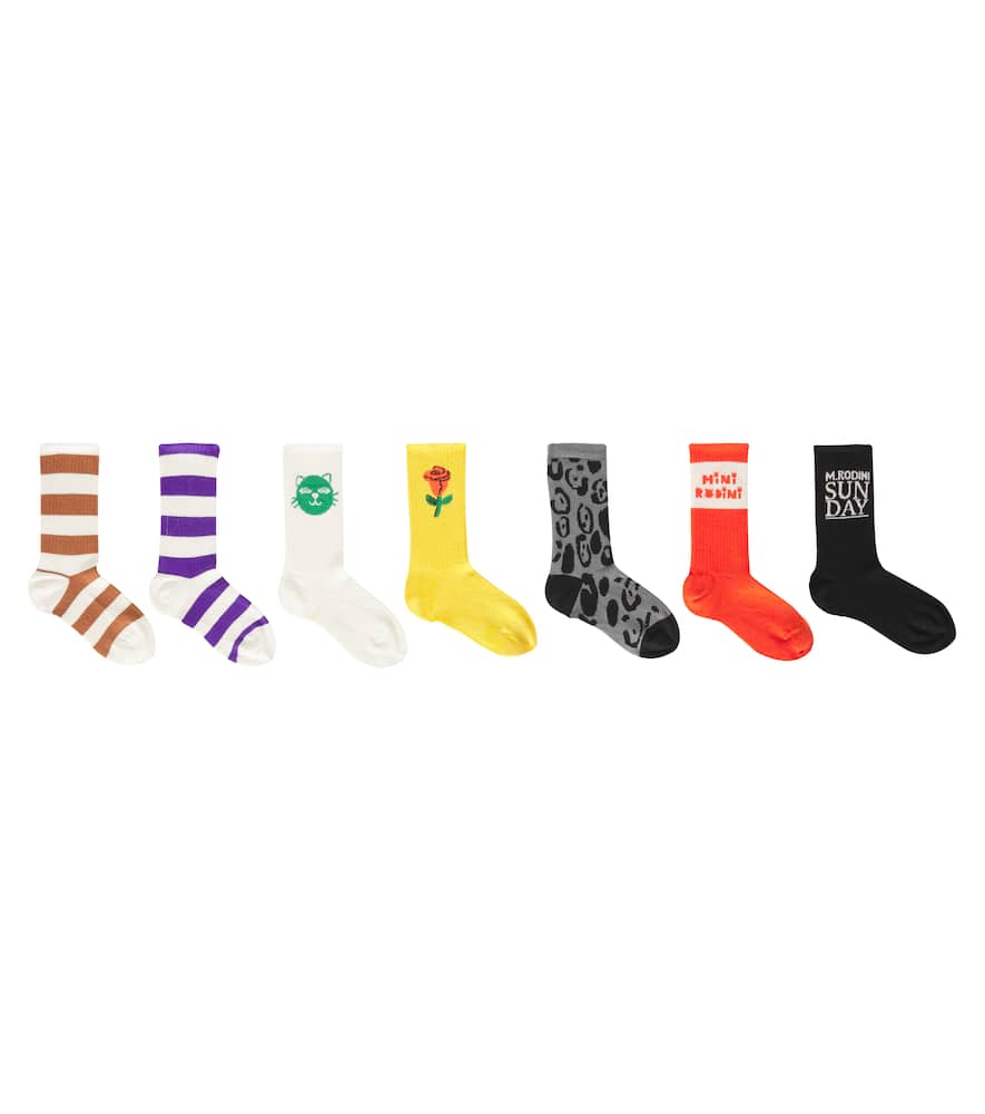 Set of 7 printed cotton-blend socks
