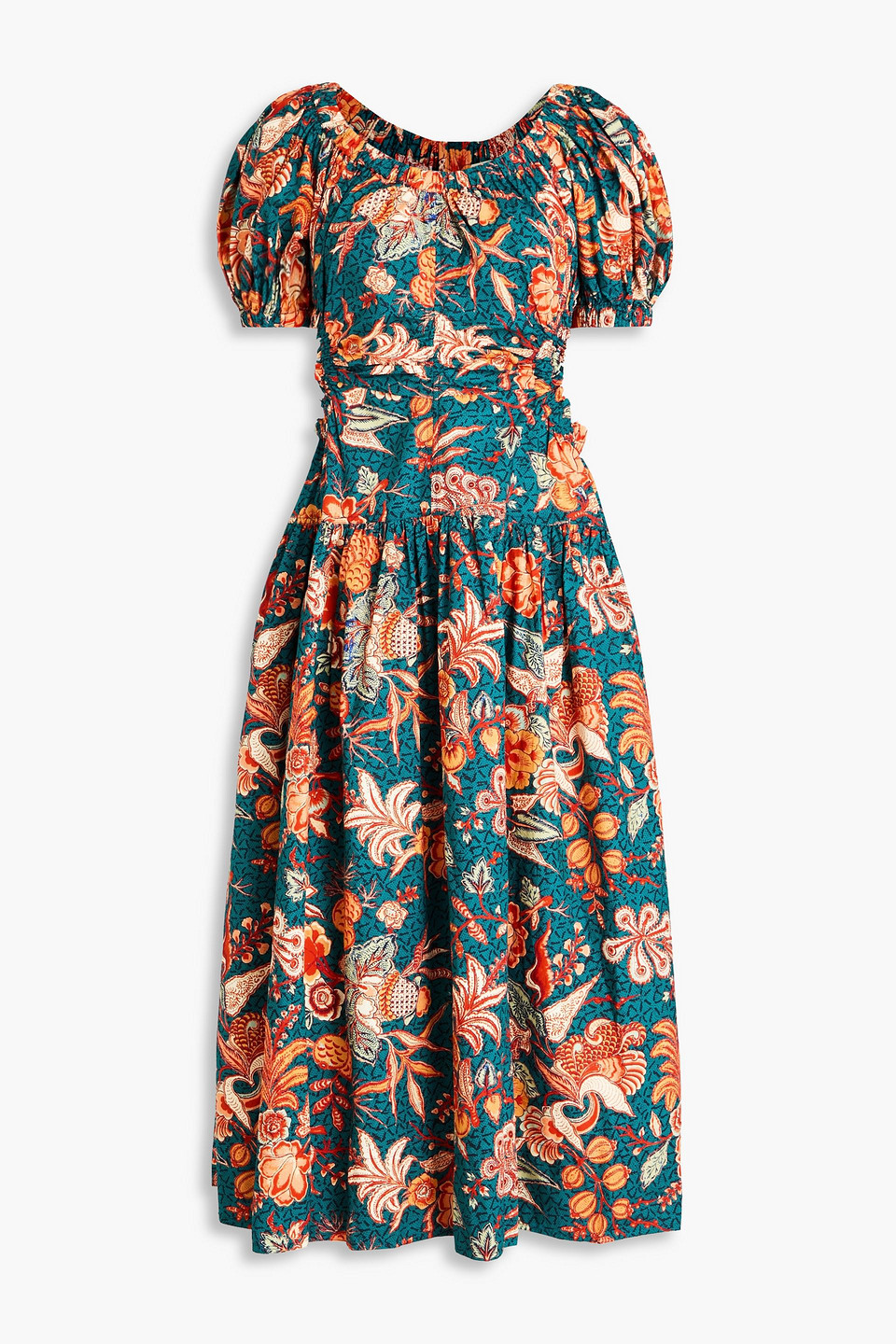 Golda cutout printed cotton-poplin midi dress