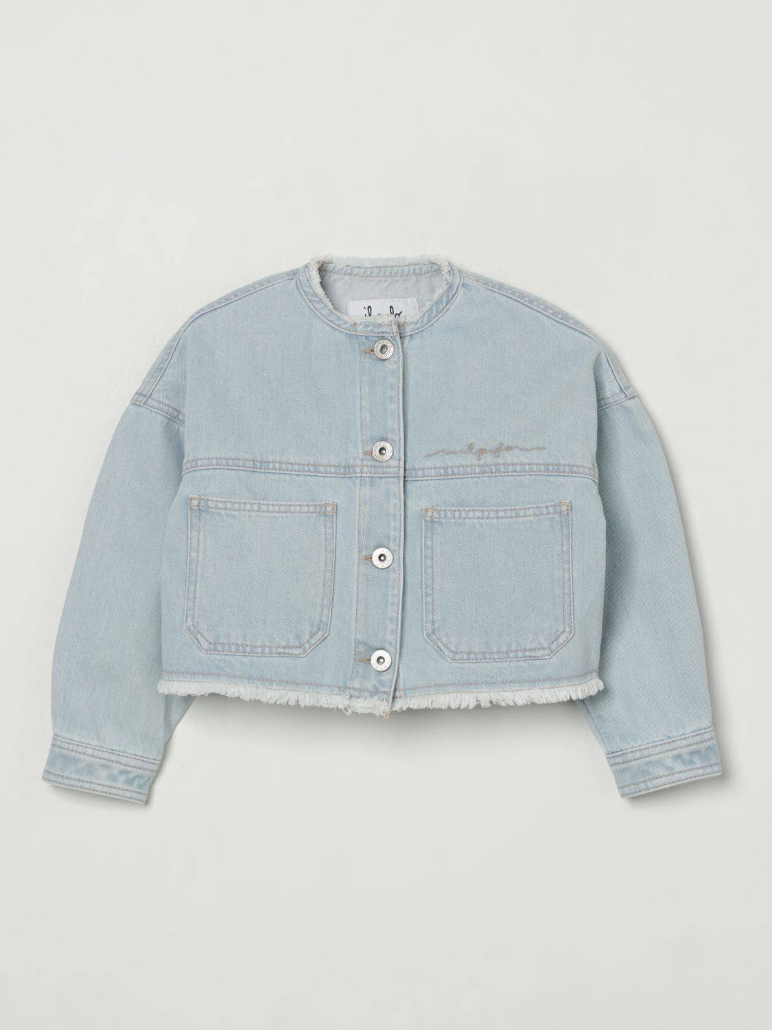 Il Gufo logo-embroidered denim jacket - Blue