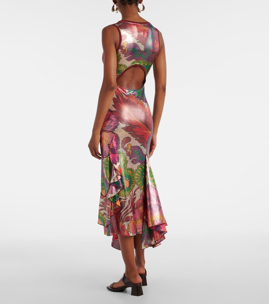 Printed satin maxi dress