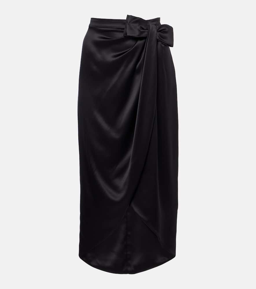 Asymmetric low-rise silk midi skirt