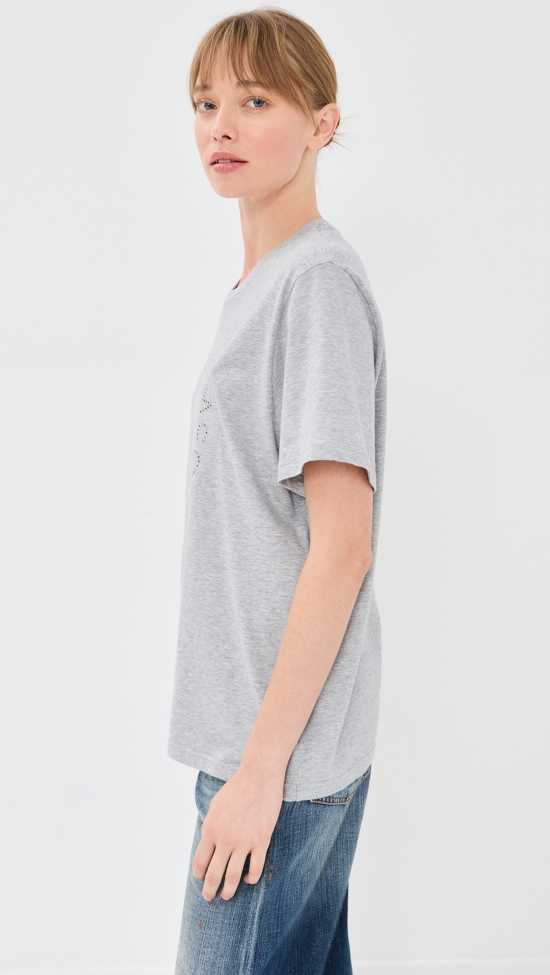 Hardware Logo Boyfriend T Shirt Grey Melange