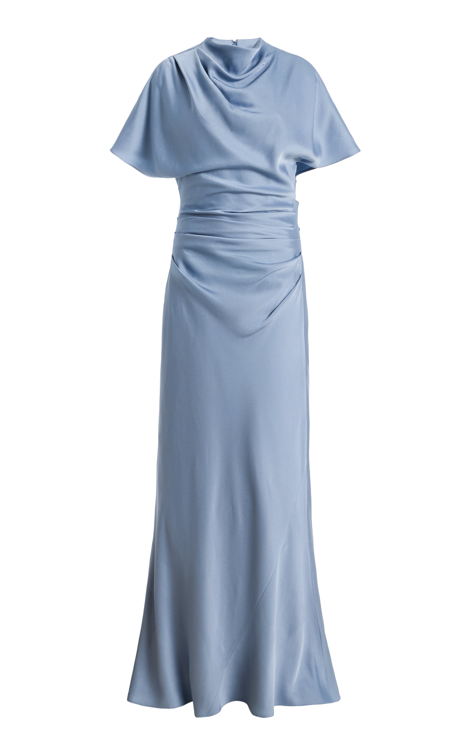 Annibelis Draped Satin Short-Sleeve Gown - Moda Operandi
