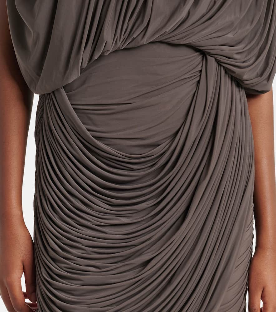 Draped jersey midi skirt