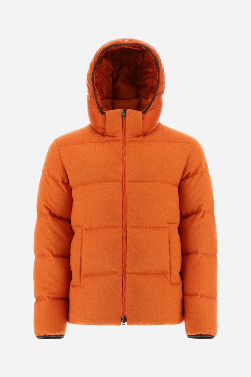 Cashmere, Silk and Nylon Down Jacket — Orange