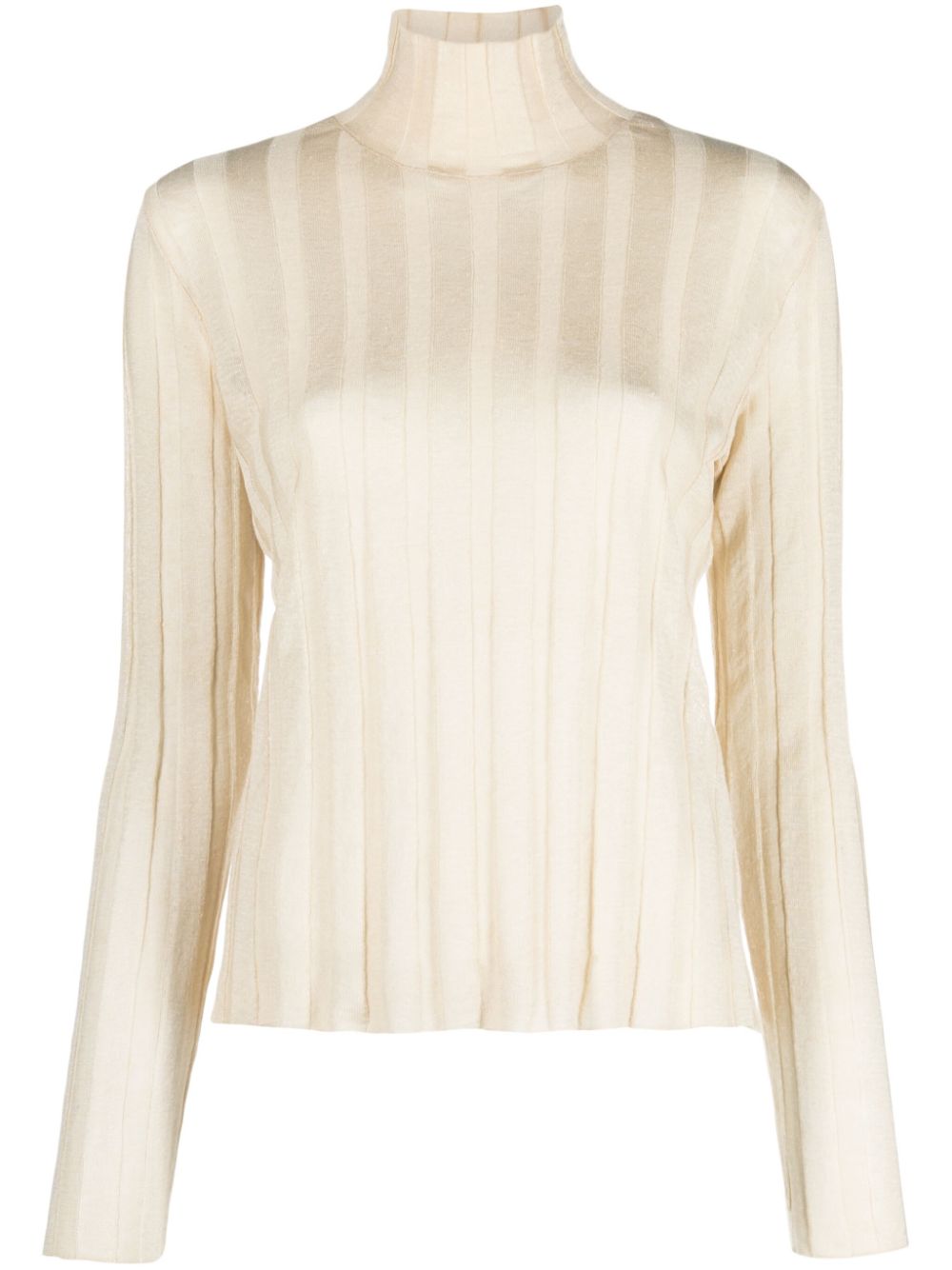 Ribbed linen-silk blend jumper - Neutrals