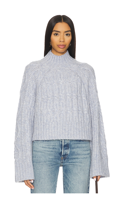 Tularosa Arta Mock Neck Cable Sweater in Baby Blue. - XS also in L, M, S