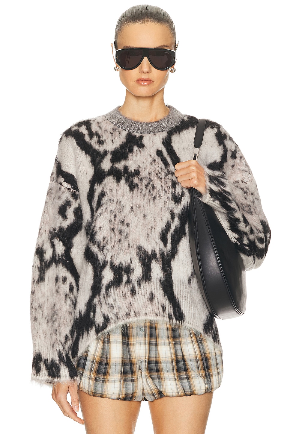THE ATTICO Brushed Python Sweater in White & Black - Grey. 42 also in