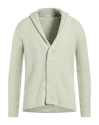 Man Cardigan Light green Size L Cotton