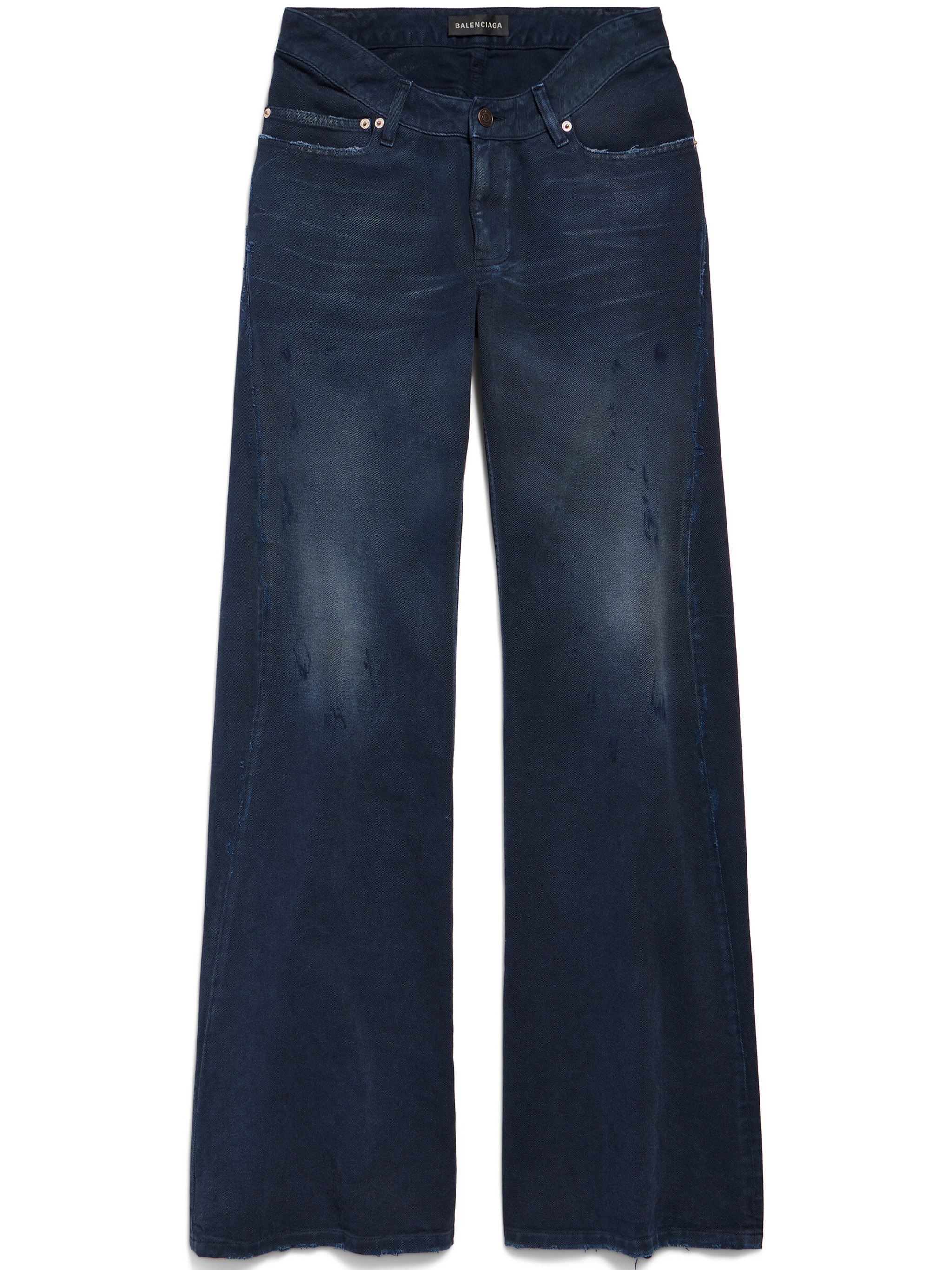 Curved Waist Pants Blue Jean - Women