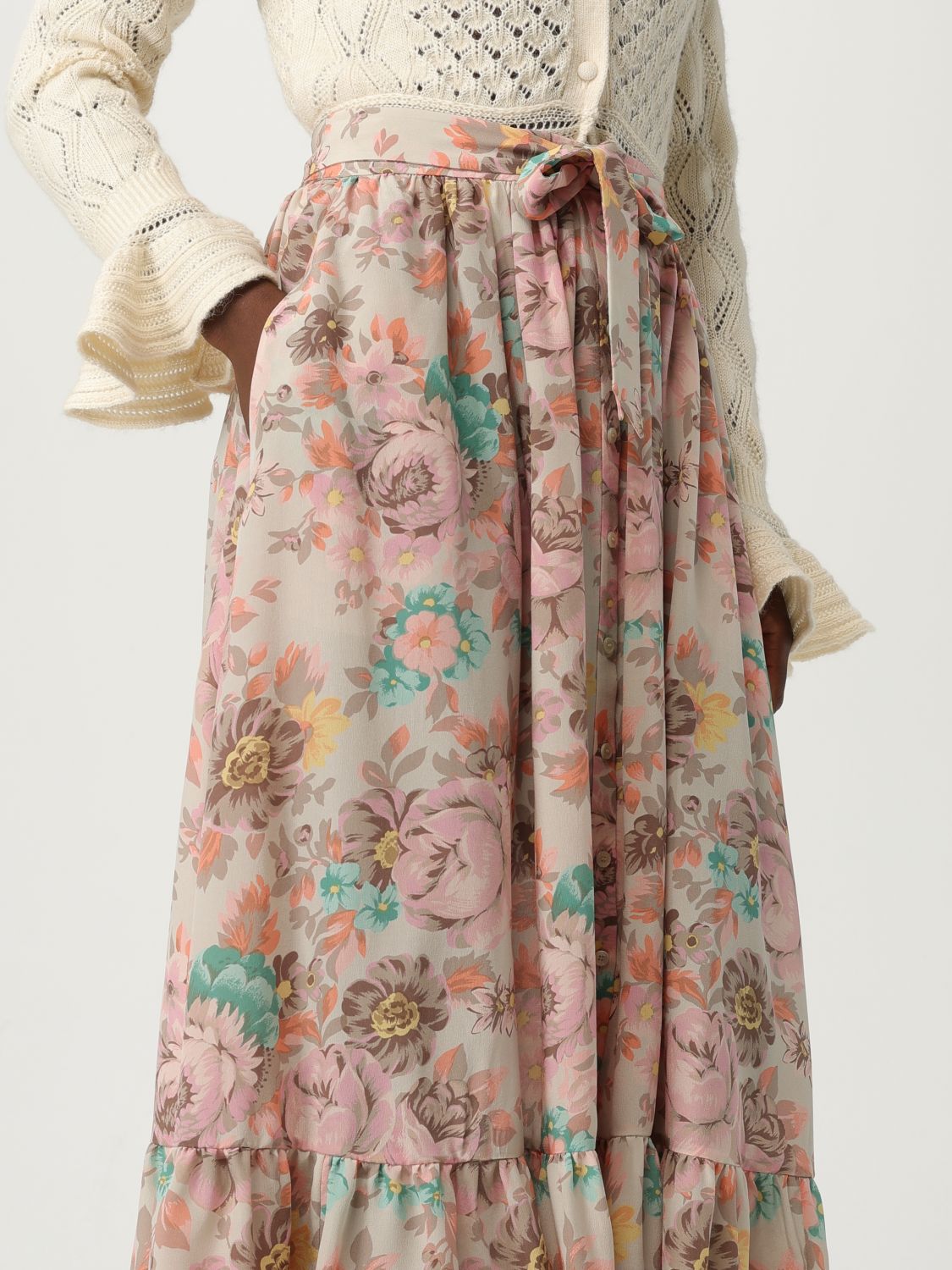 Floral-print ruffled beach skirt - Neutrals