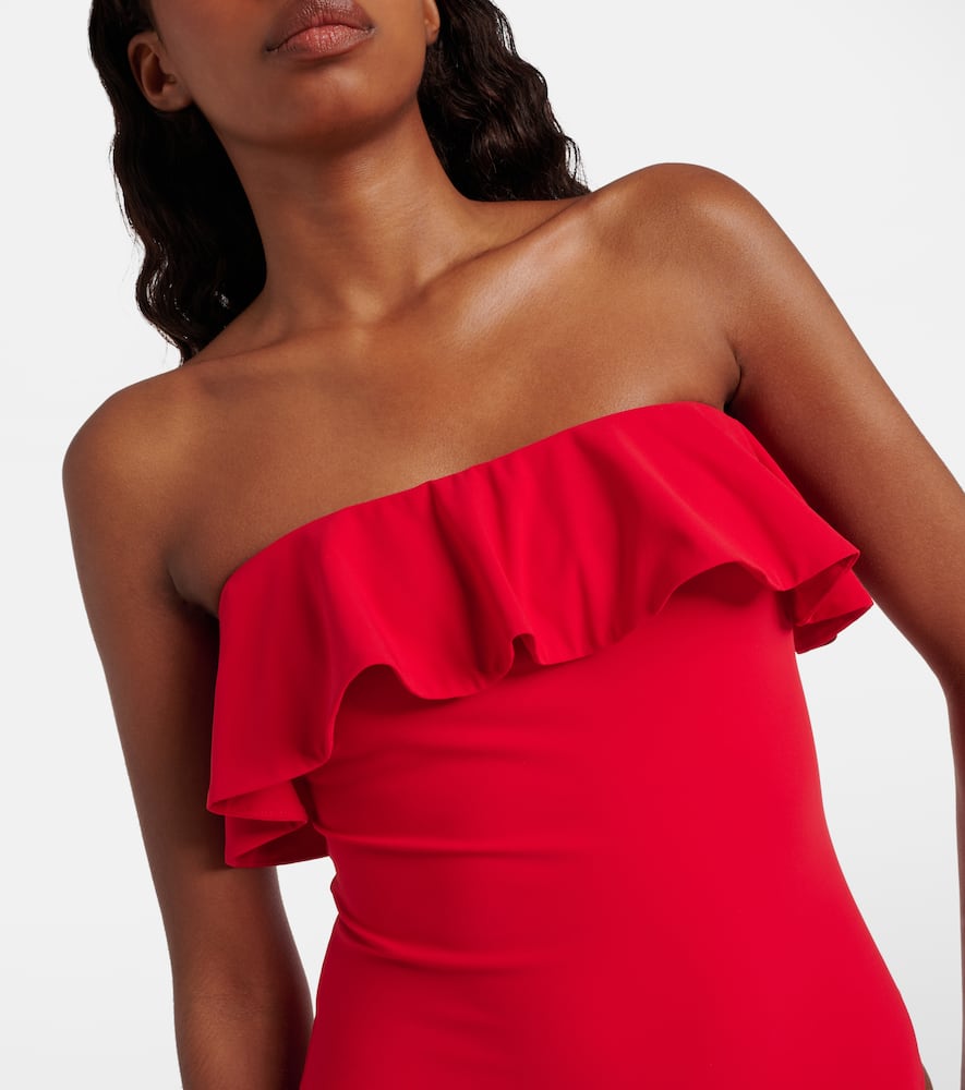 Ruffled bandeau swimsuit