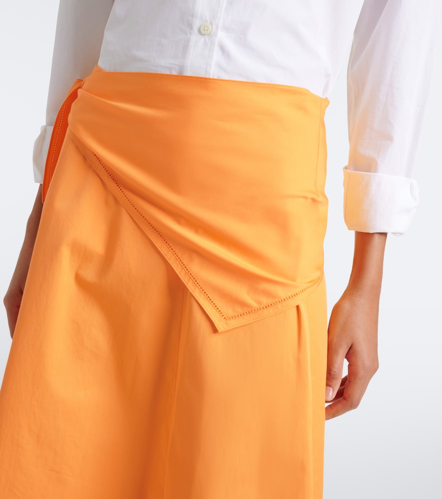 Scarf-detail cotton midi skirt