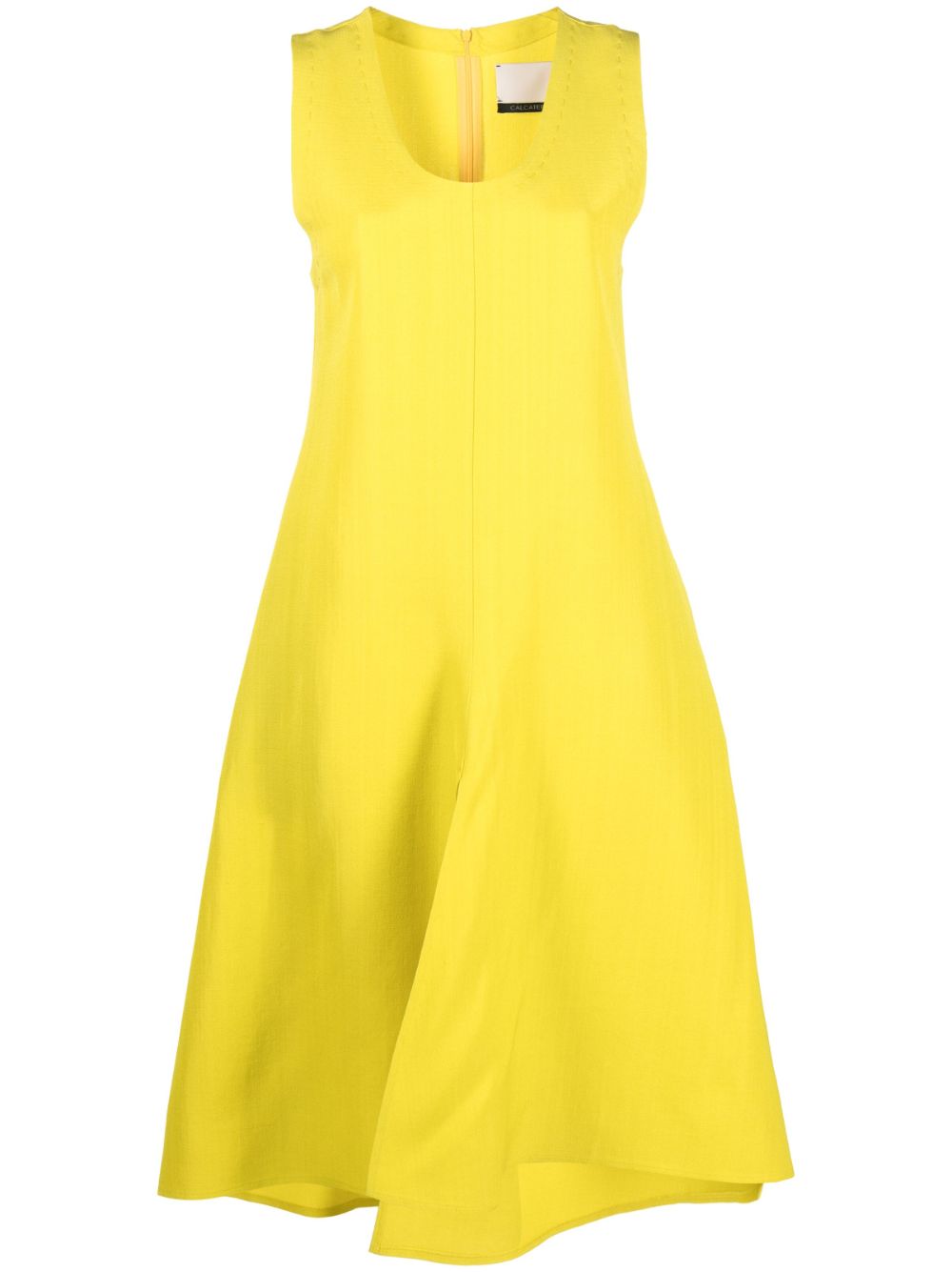 Scoop-neck midi dress - Yellow