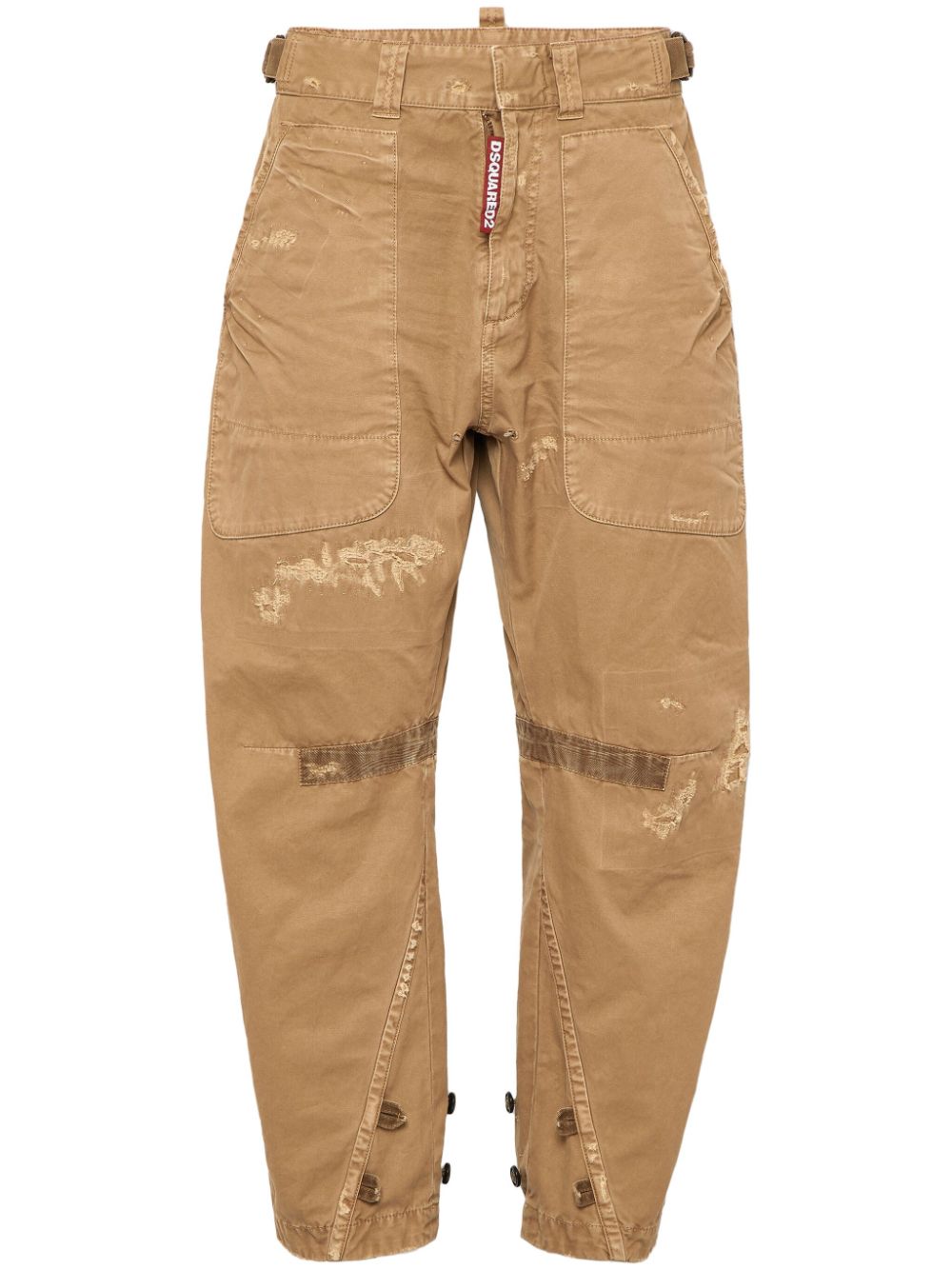 Distressed straight-leg trousers - Brown