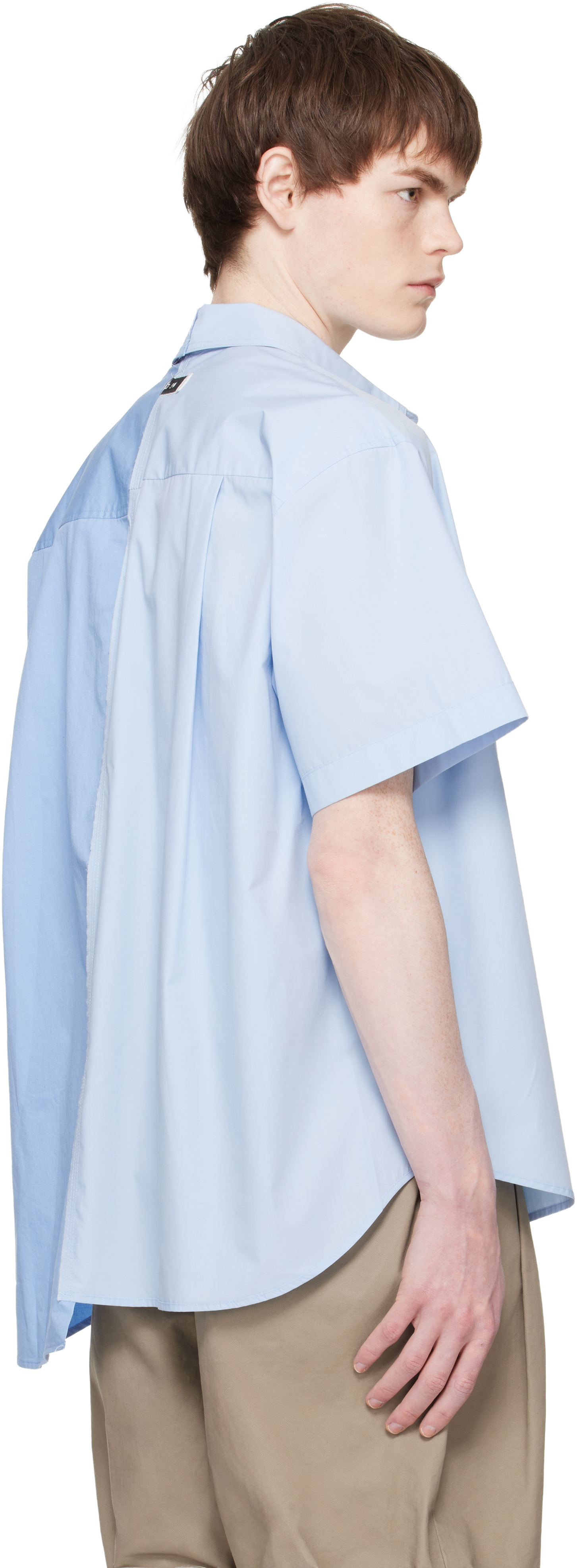 Blue Split Short Sleeves Shirt