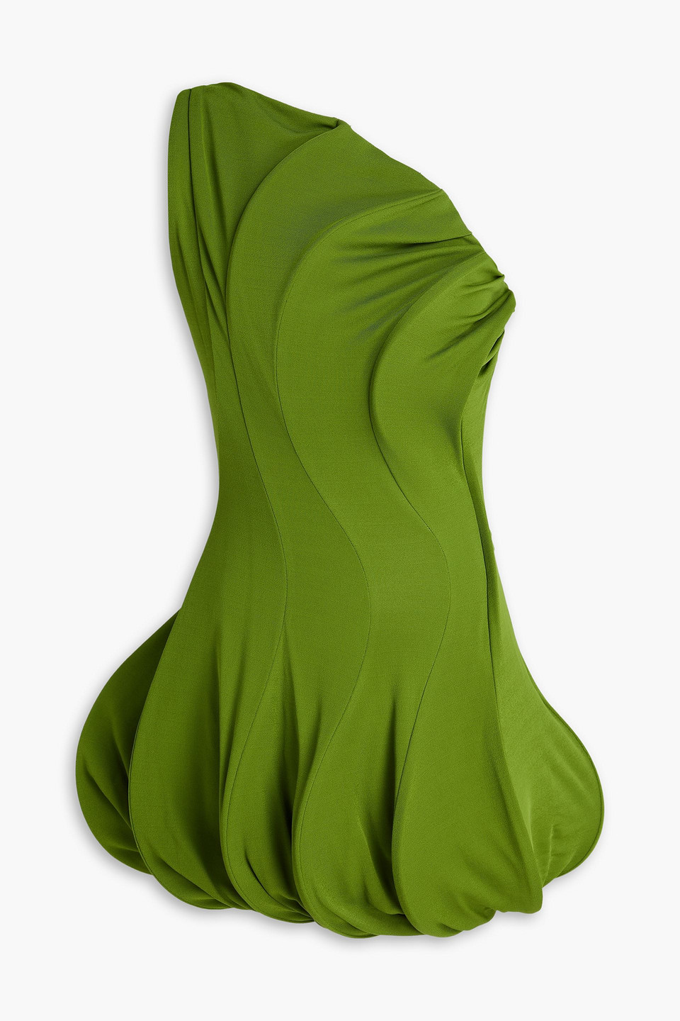 One-shoulder gathered jersey mini dress - Green - UK 6