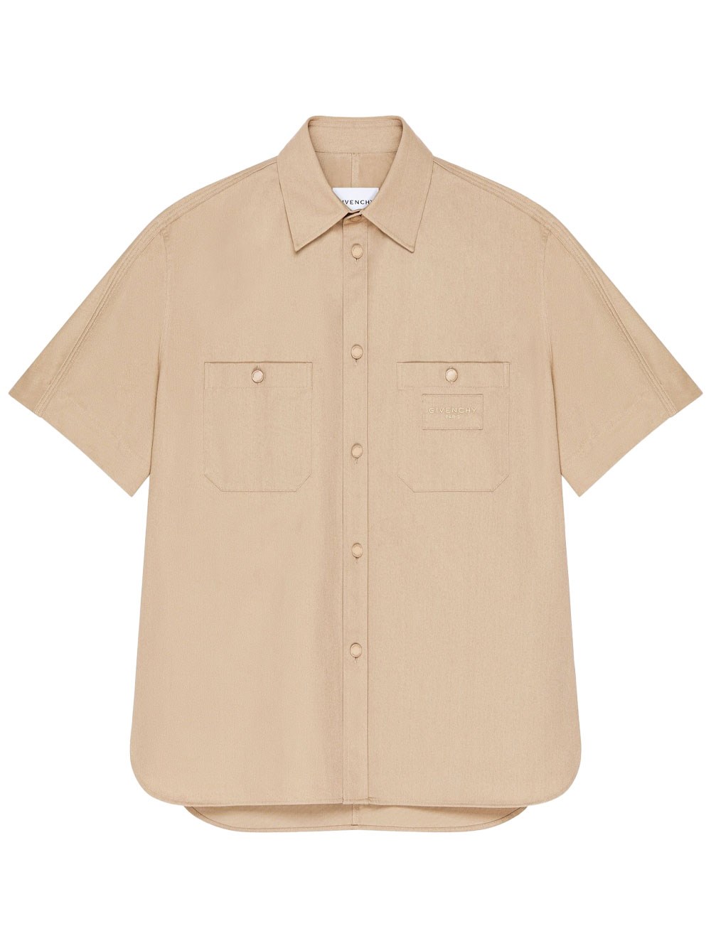 Couture Seam Cotton Shirt With Paris Patch
