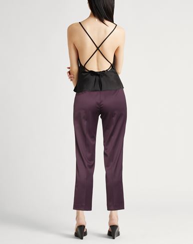 Woman Pants Dark purple Size 4 Polyester, Virgin Wool, Elastane